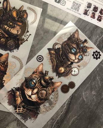PRE ORDER "Gears and Whiskers" Mini Rub-On Transfer Set